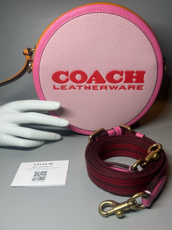 Coach Handbags - Coach Round Pink and Yellow Leather Crossbody